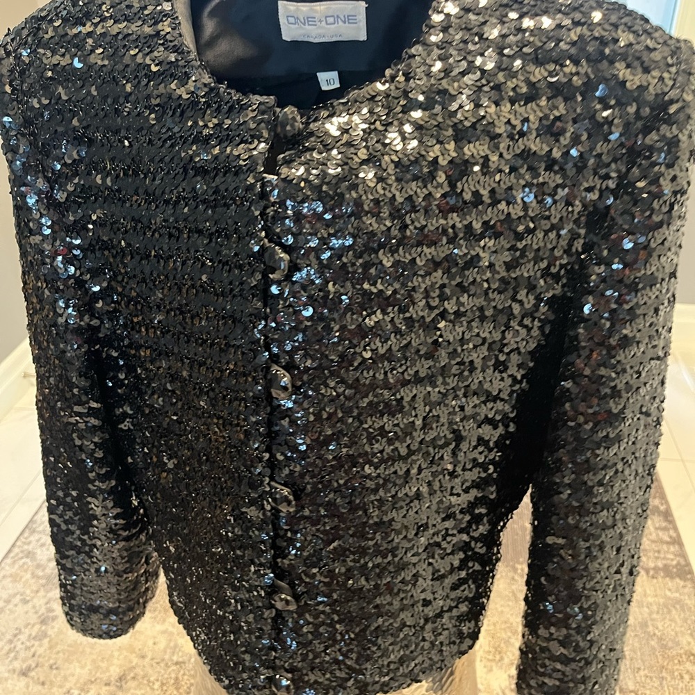COPY - 1+1 size 10 vintage, sparkling, sequin, disco, dinner, jacket, gala even… - Picture 10 of 17